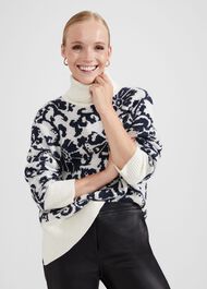 Kyra Jacquard Jumper, Ivory Black, hi-res