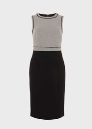 Sienna Houndstooth Shift Dress, Black Ivory, hi-res