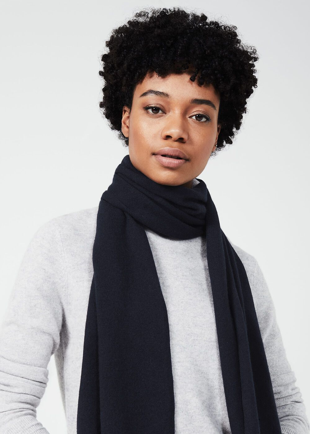 Mabel Cashmere Scarf, Navy, hi-res