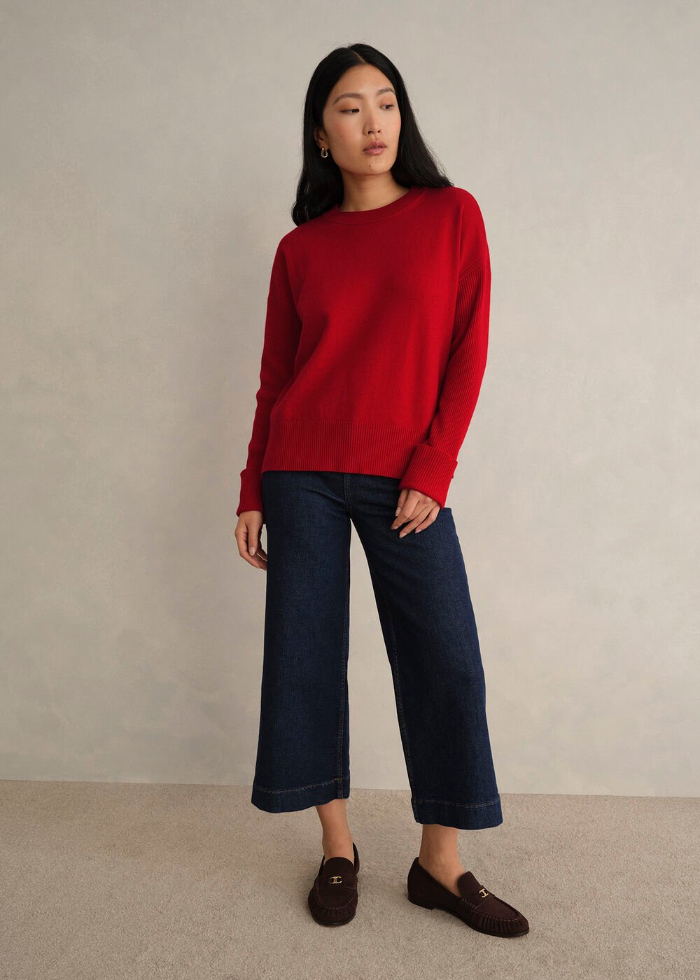 Darla Wool Blend Knitted Jumper, Pomegranate Red, hi-res