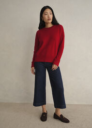 Darla Wool Blend Knitted Jumper, Pomegranate Red, hi-res