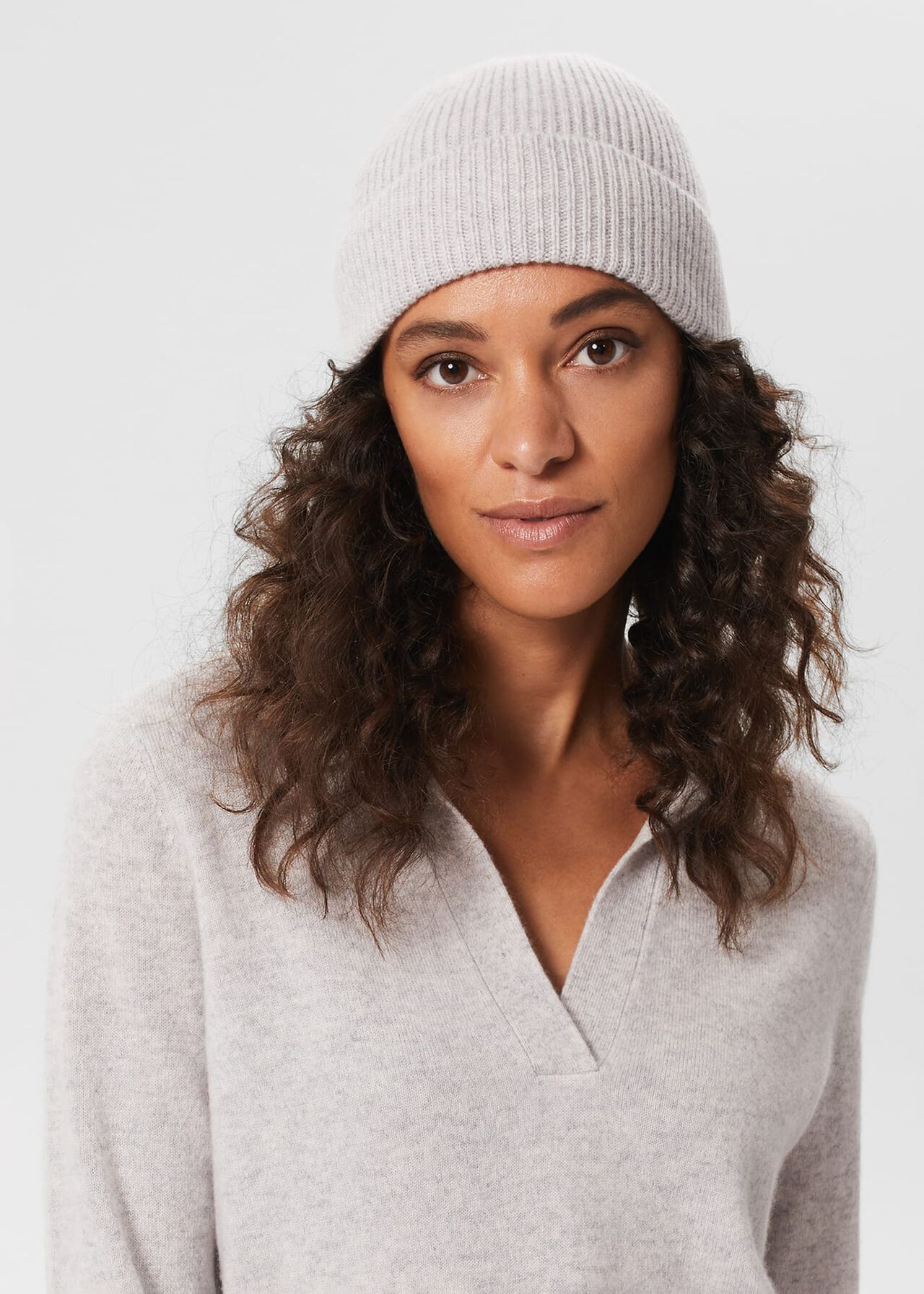 Mabel Cashmere Hat, Pale Grey, hi-res