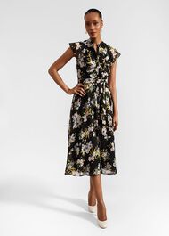 Erica Belted Midi Dress, Black Multi, hi-res