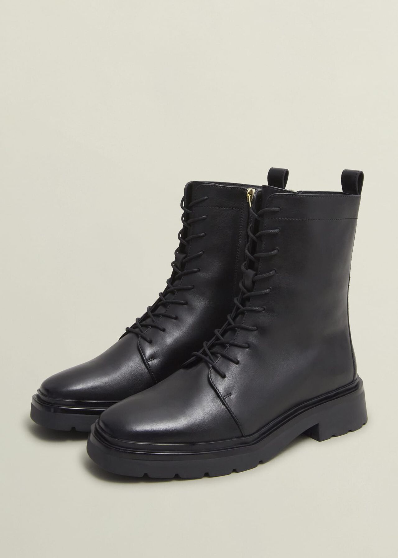 Farrah Lace-Up Boots, Black, hi-res
