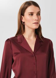 Mirabel Satin Shirt, Mulberry Red, hi-res