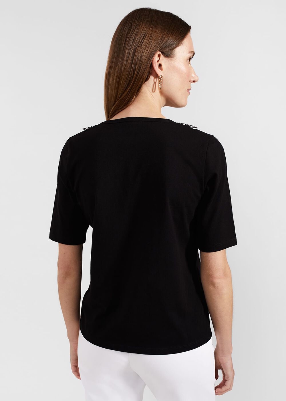 Mariella Cotton Broderie Top, Black, hi-res