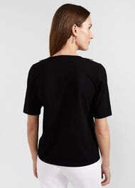 Mariella Cotton Broderie Top, Black, hi-res
