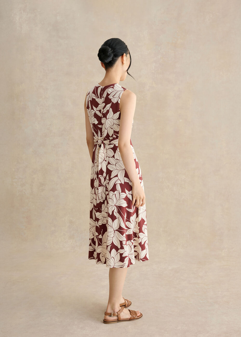 Marylise Jersey Dress, Brown Ivory, hi-res