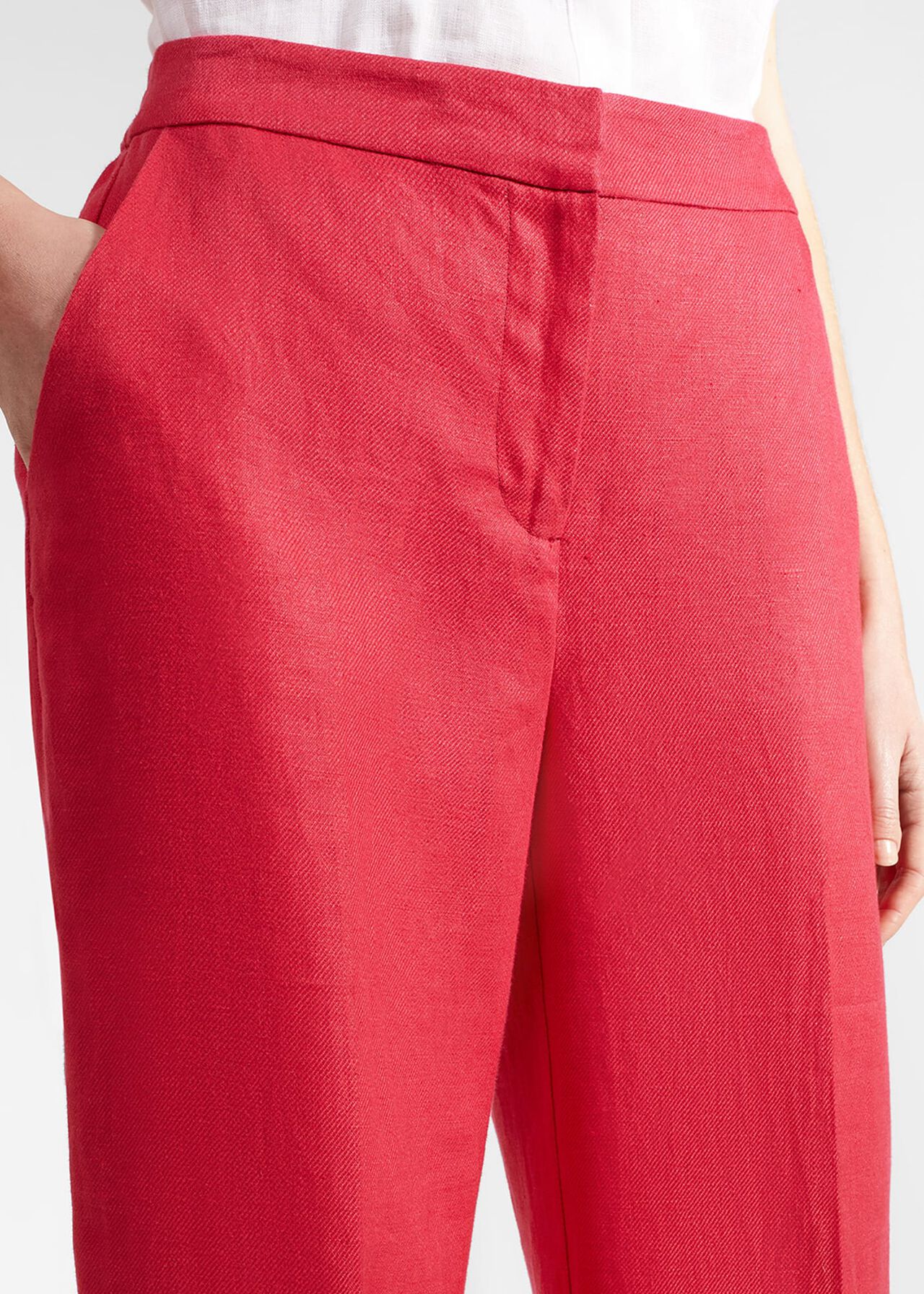 Mirabel Wide Linen Trousers, Raspberry Pink, hi-res