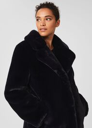 Briony Faux Fur Coat, Navy Blue, hi-res