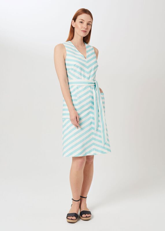 Juliet Cotton Blend Stripe A Line Dress
