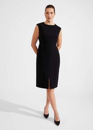 Vanessa Crepe Dress, Black, hi-res