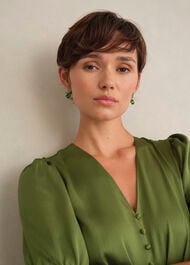 Aria Earrings, Gold Green, hi-res