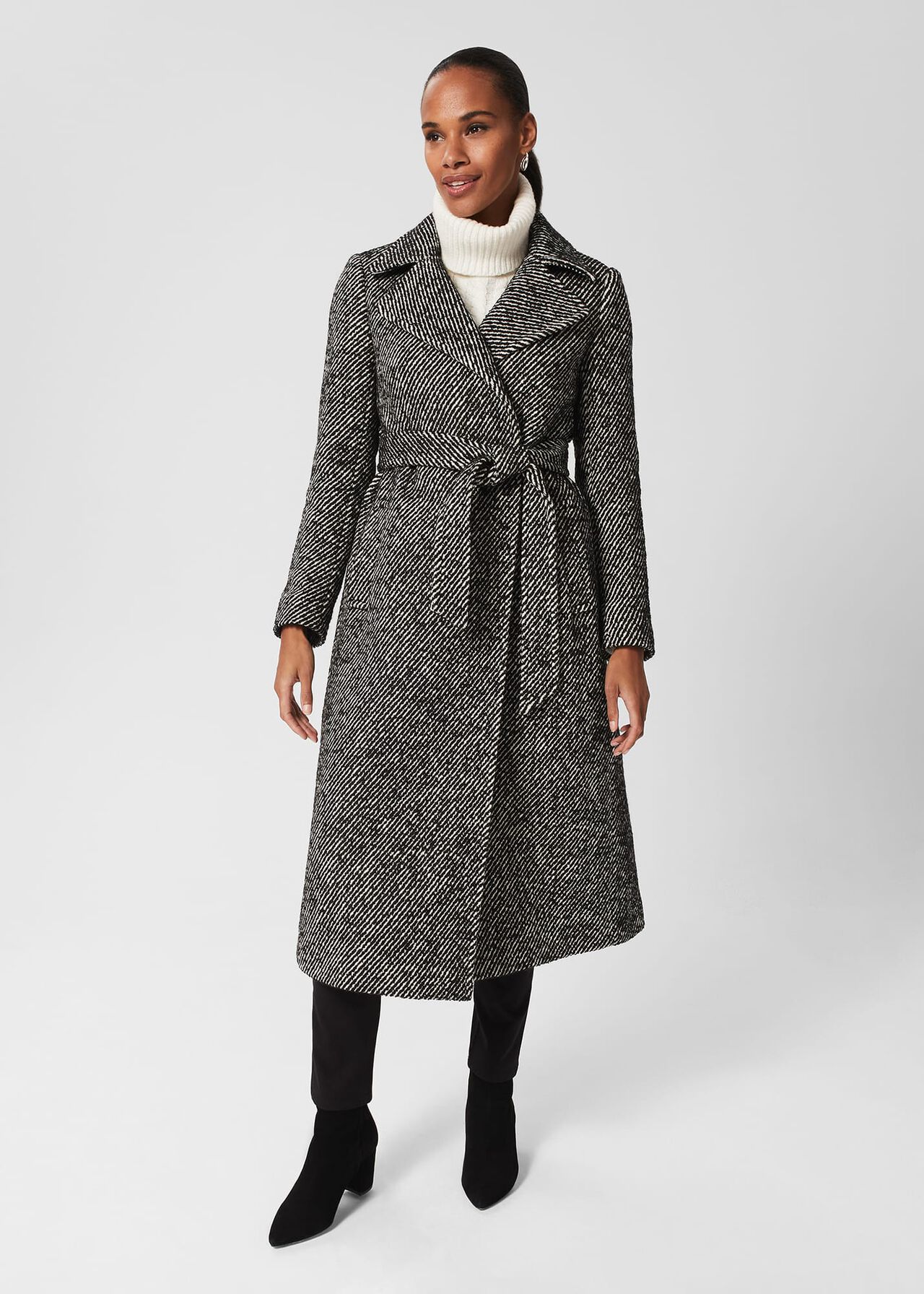 Gerrie Wrap Coat, Black White, hi-res