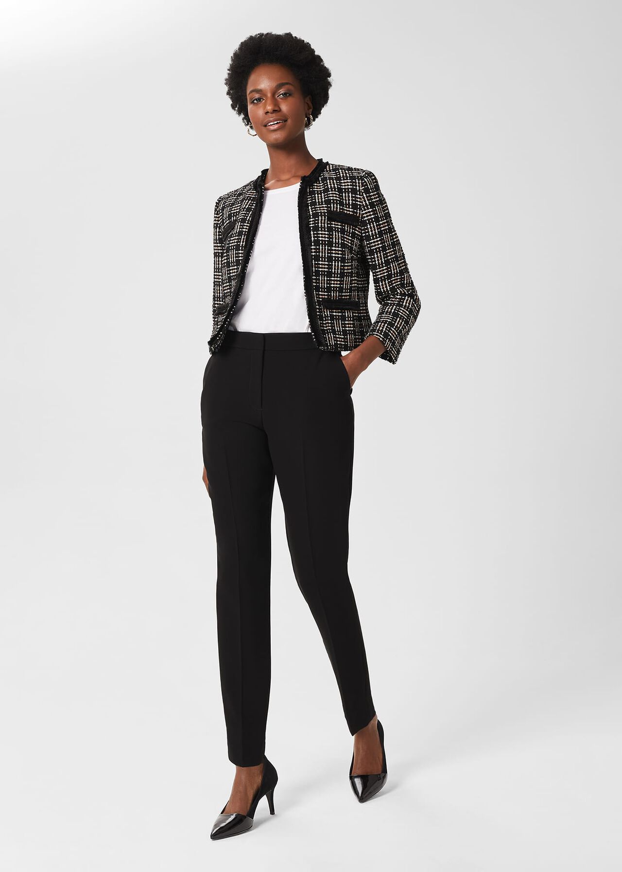 Petite Mel Tapered Trousers, Black, hi-res