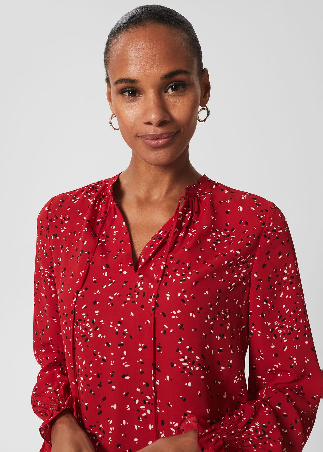 Aisha Printed Blouse , Red Multi, hi-res