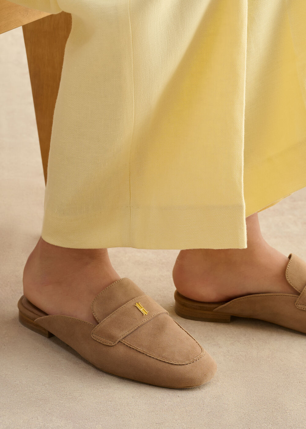 Lola Suede Backless Loafers, Light Tan, hi-res