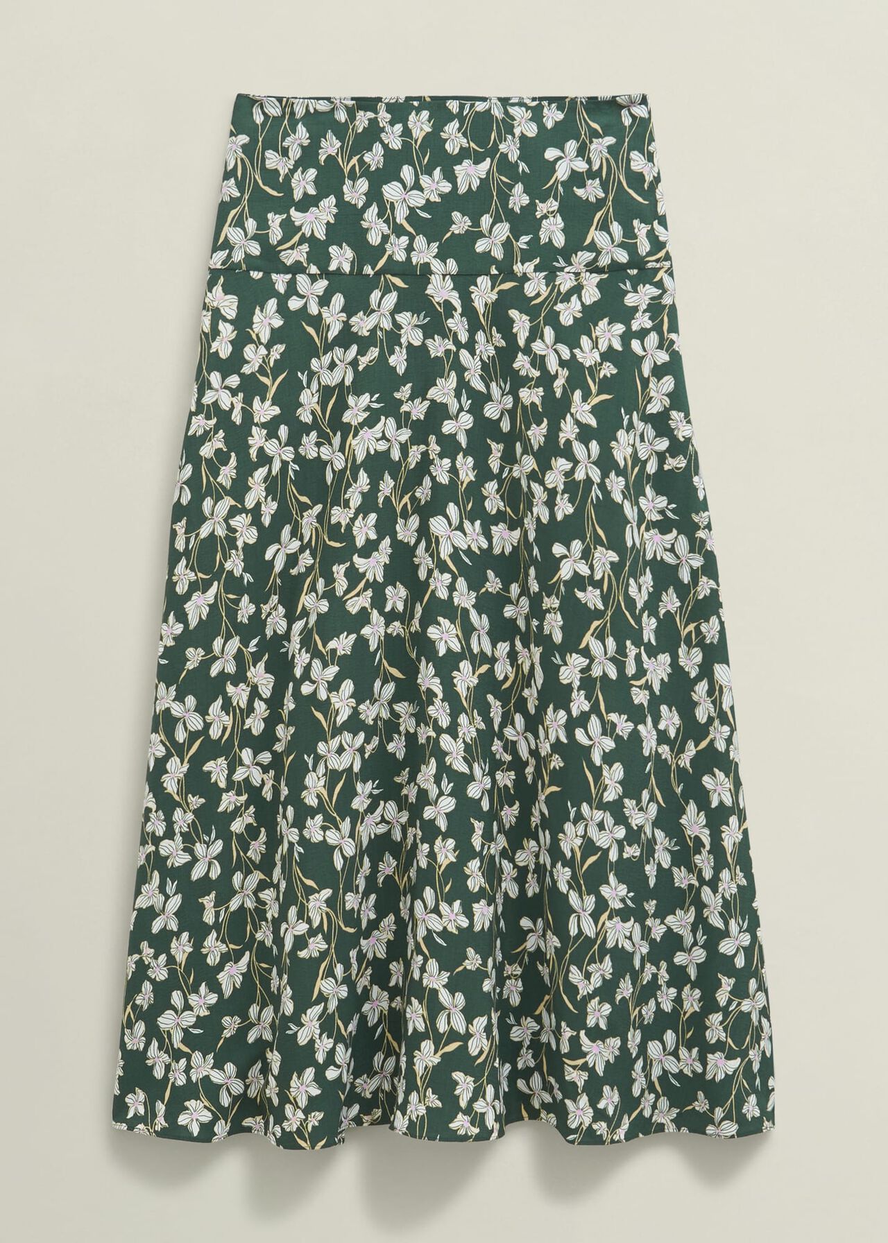 Dark Green Floral Kiara Midi Skirt, Green Multi, hi-res