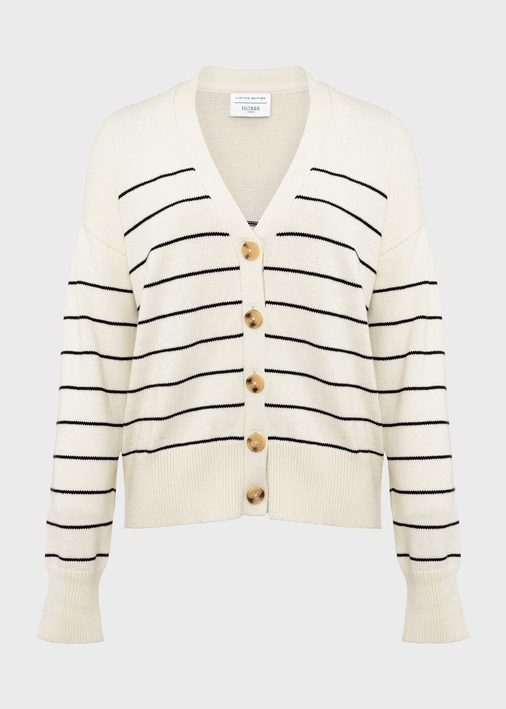 Carleton Cotton Cardigan, Ivory Black, hi-res
