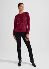 Harlow Cotton Blend Jumper, Cerise Black, hi-res