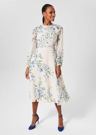 Renee Silk Floral Dress, Cream Multi, hi-res