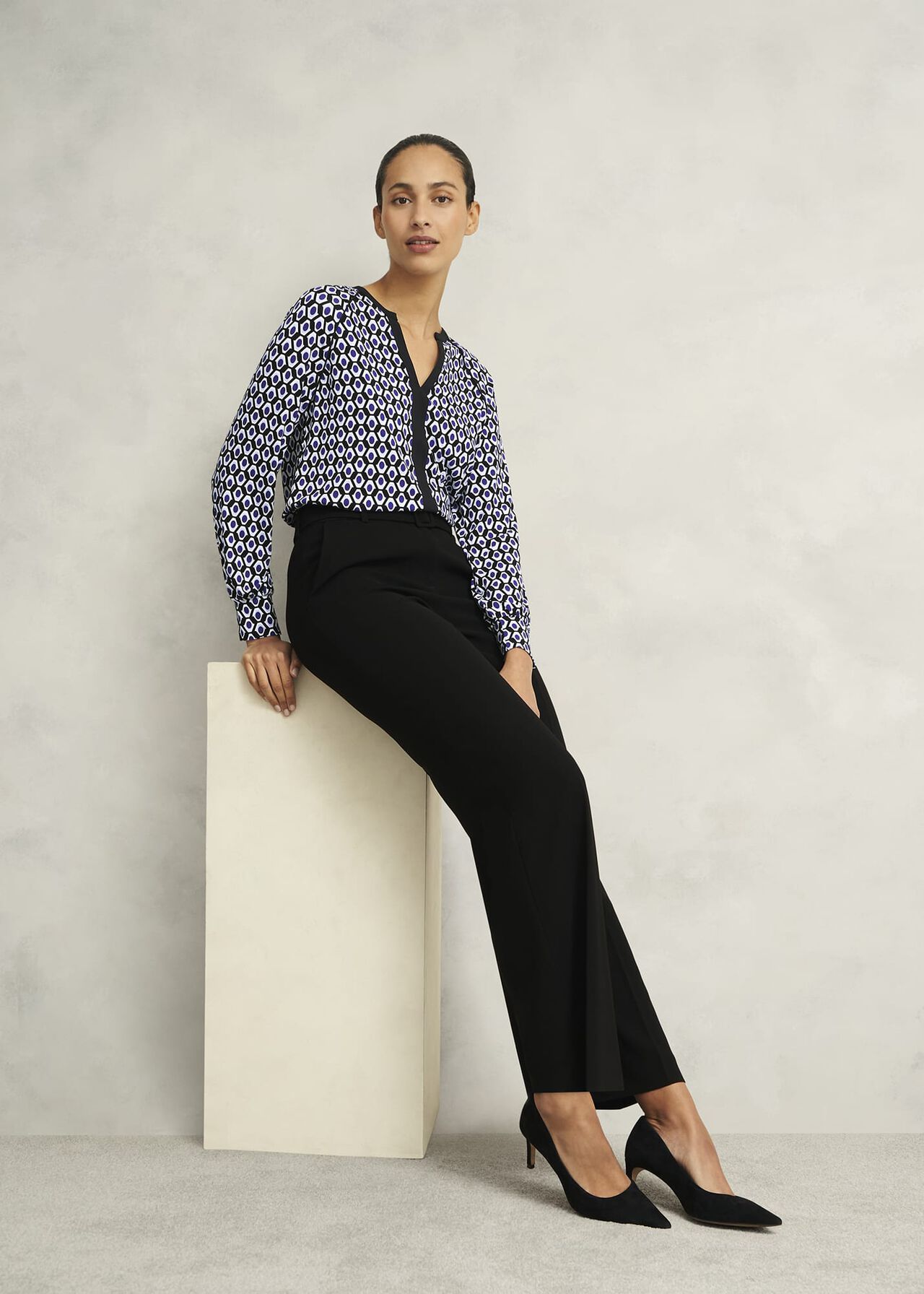 Zelia Printed Top, Blue Multi, hi-res
