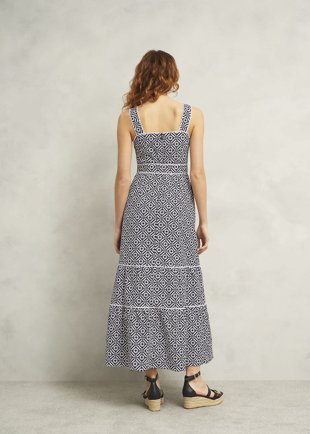 Kara Cotton Dress, Navy Ivory, hi-res