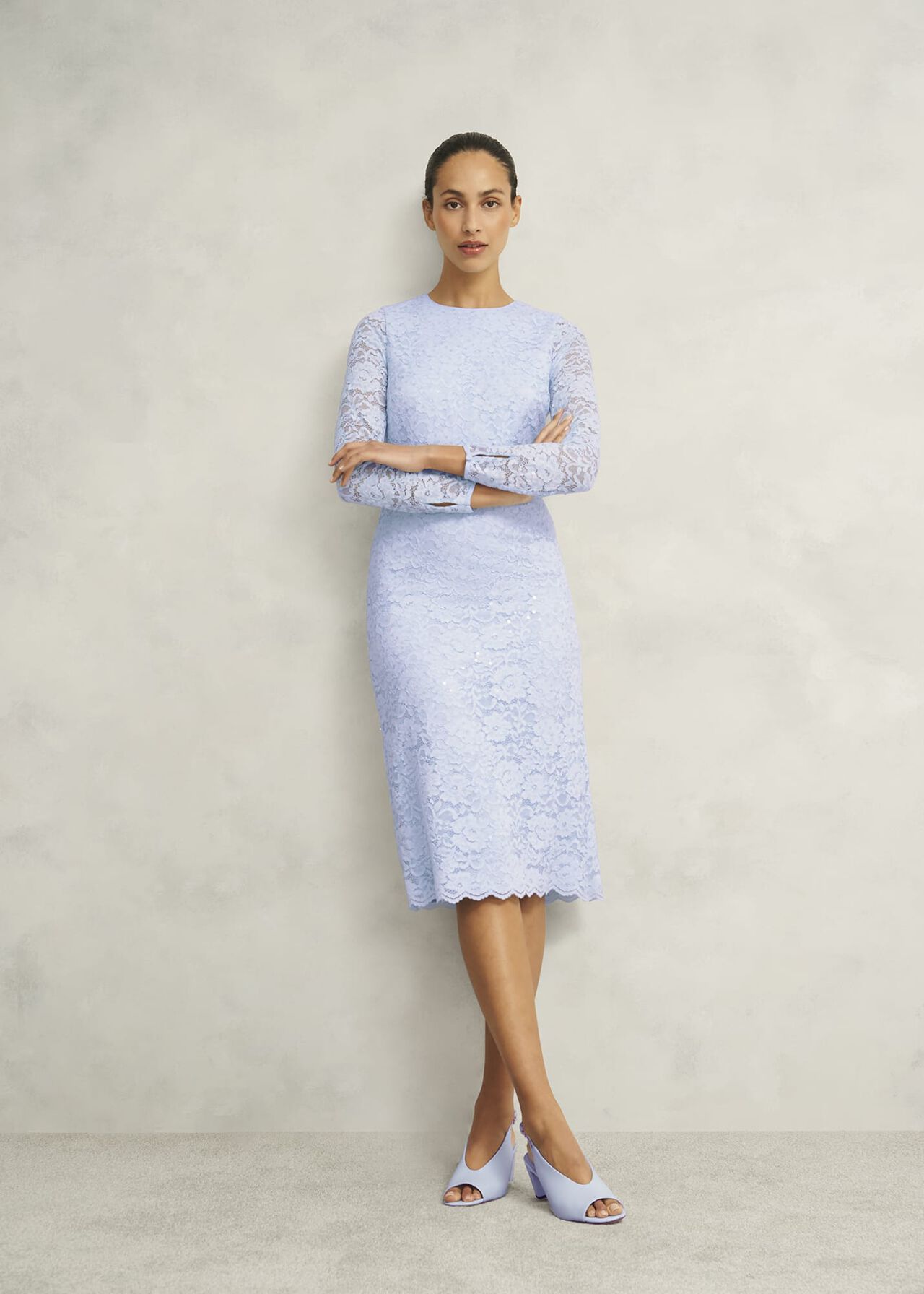 Ottilie Lace Sequin Dress, Pale Blue, hi-res