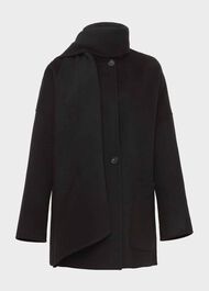 Hadley Scarf Coat, Black, hi-res