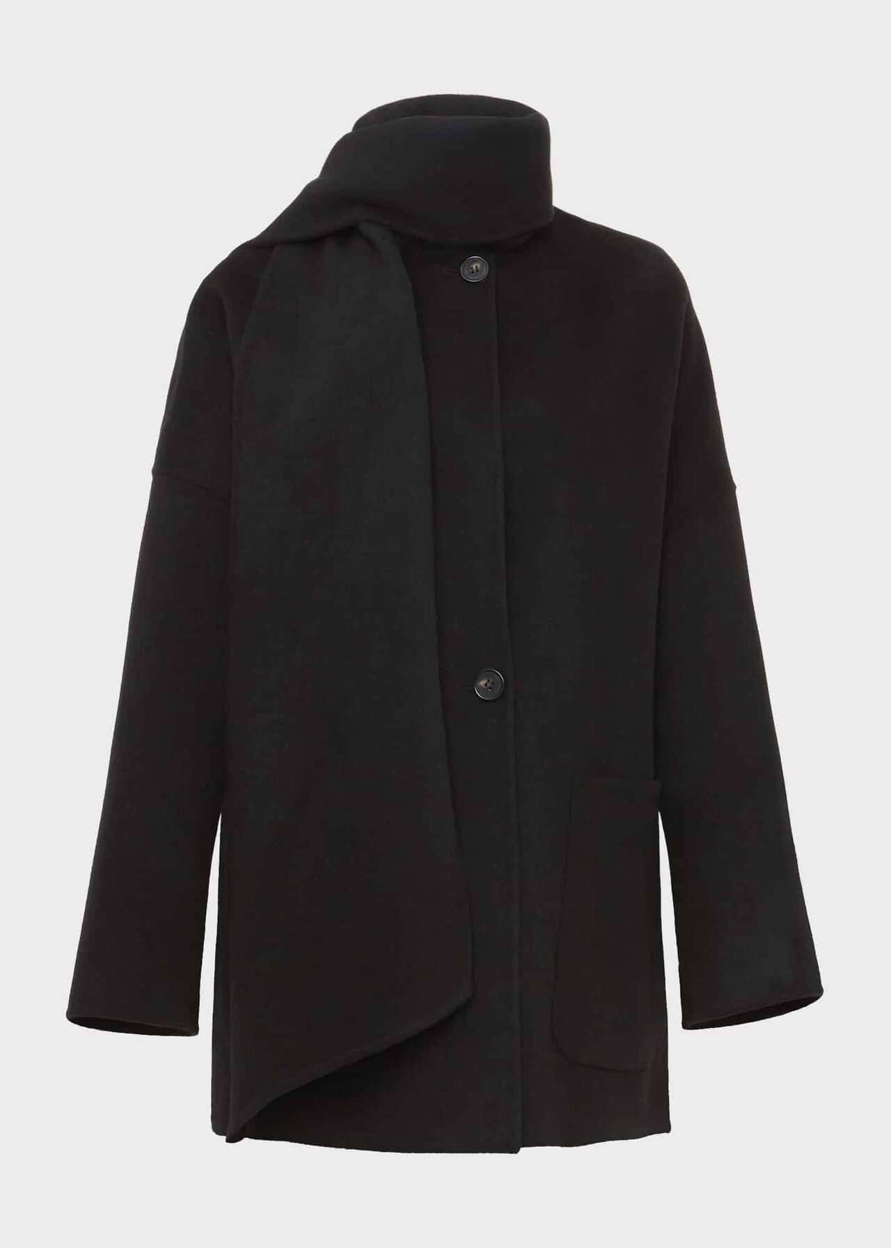 Hadley Scarf Coat, Black, hi-res