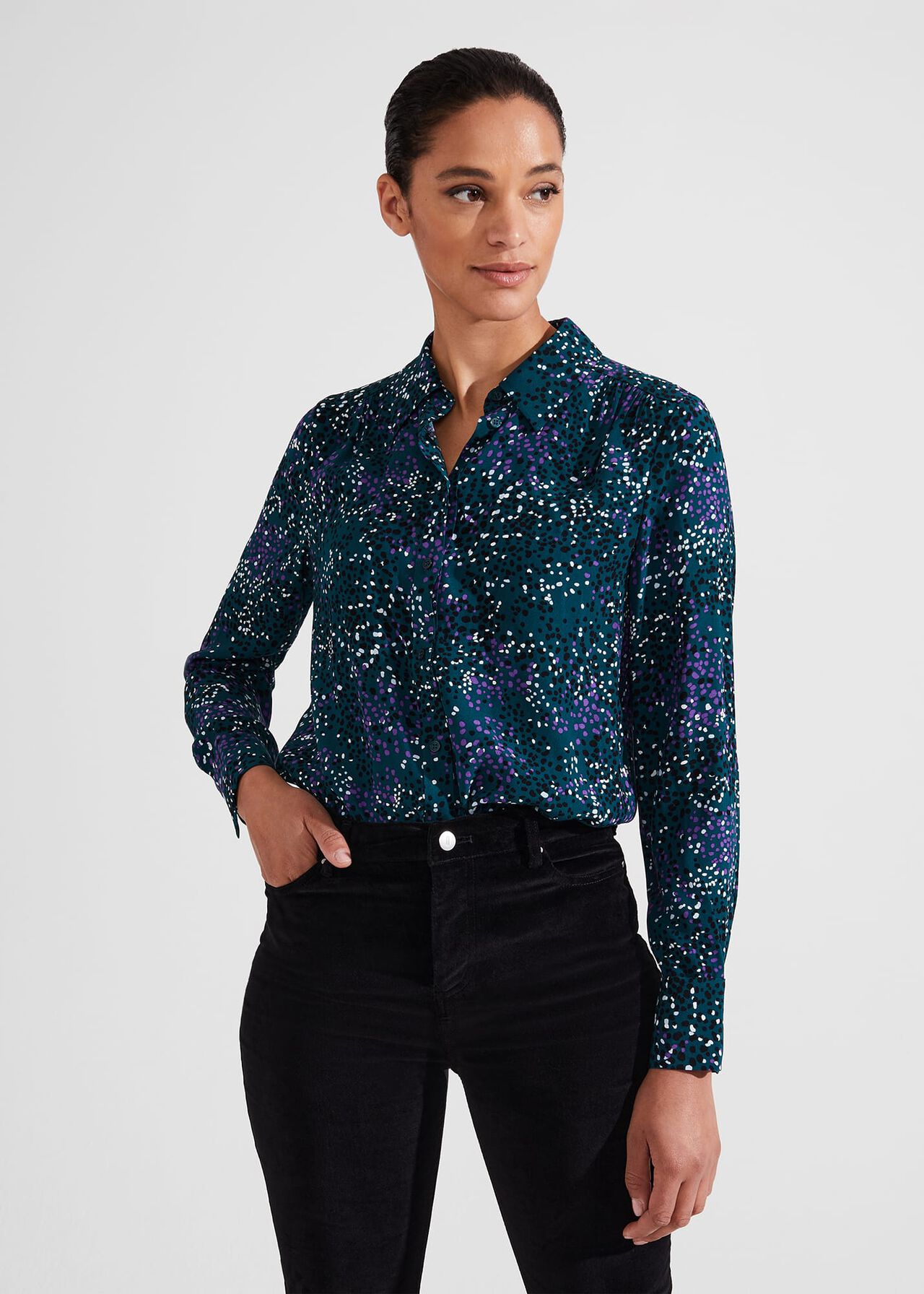 Petra Blouse, Deep Teal Multi, hi-res