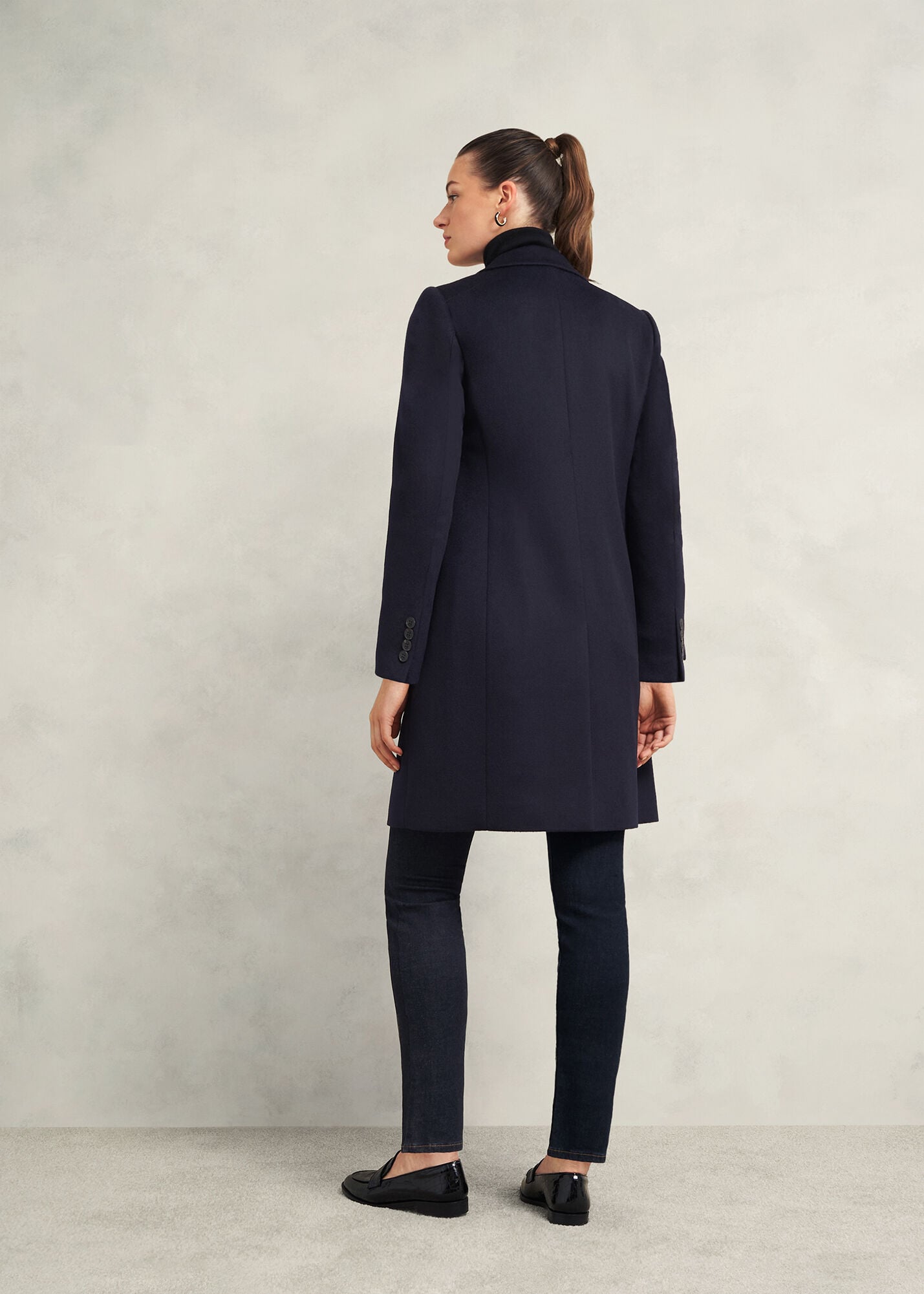 Women's Navy Wool Knee Length Coat | Hobbs US |