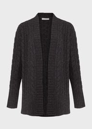 Axelle Cable Cardigan With Alpaca, Charcoal, hi-res