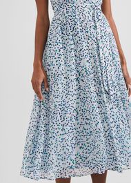 Georgiana Printed Fit And Flare Dress, Blue Multi, hi-res