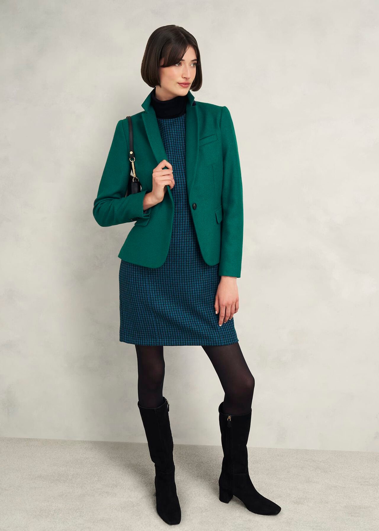Petite Sariah Wool Dress, Green Multi, hi-res