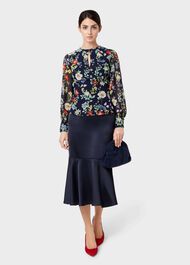 Amberlee Satin Skirt, Midnight, hi-res