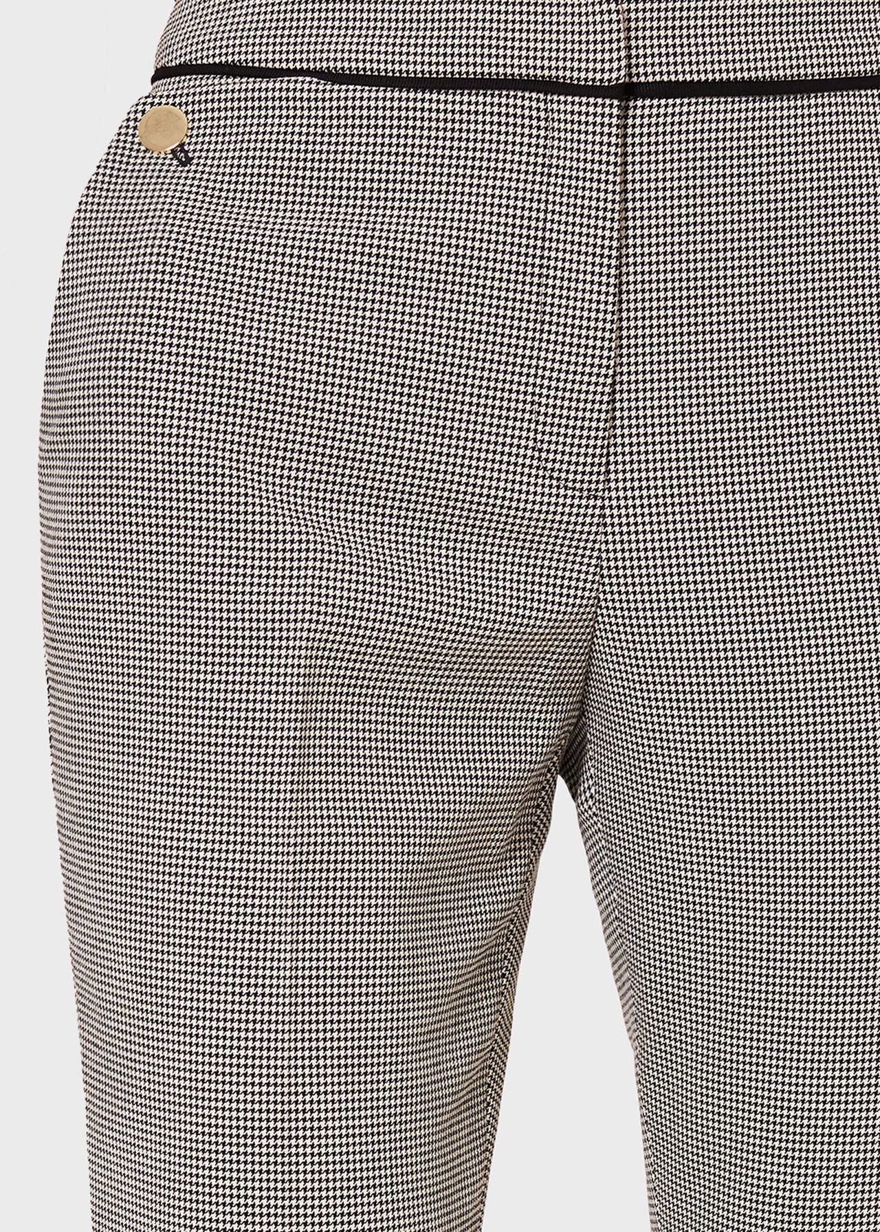 Sienna Houndstooth Slim Pants With Stretch, Ivory Black, hi-res