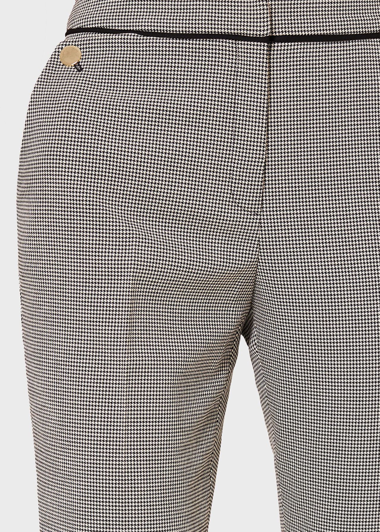 Sienna Houndstooth Slim trousers With Stretch, Ivory Black, hi-res