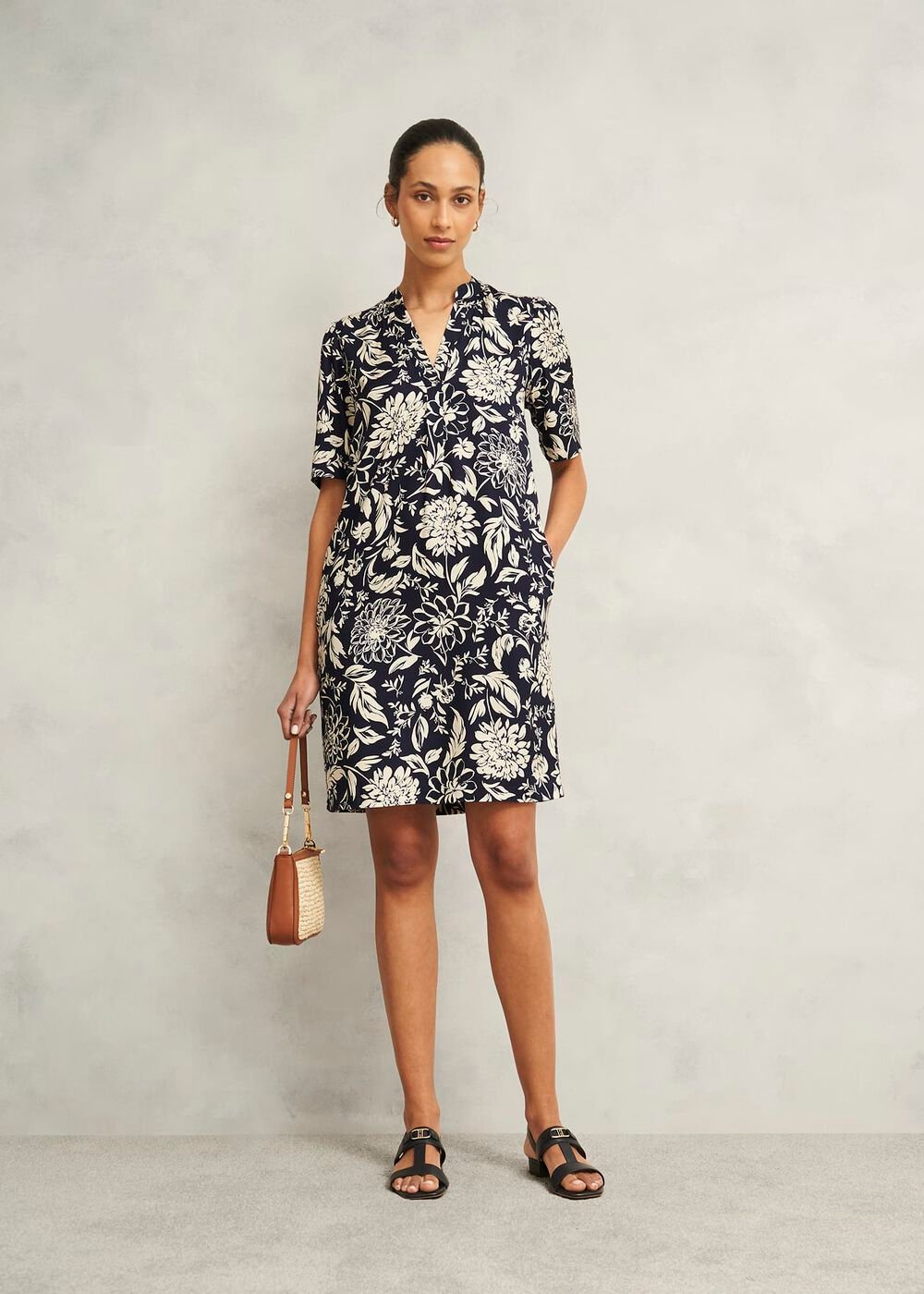 Lucille Dress, Navy Cream, hi-res