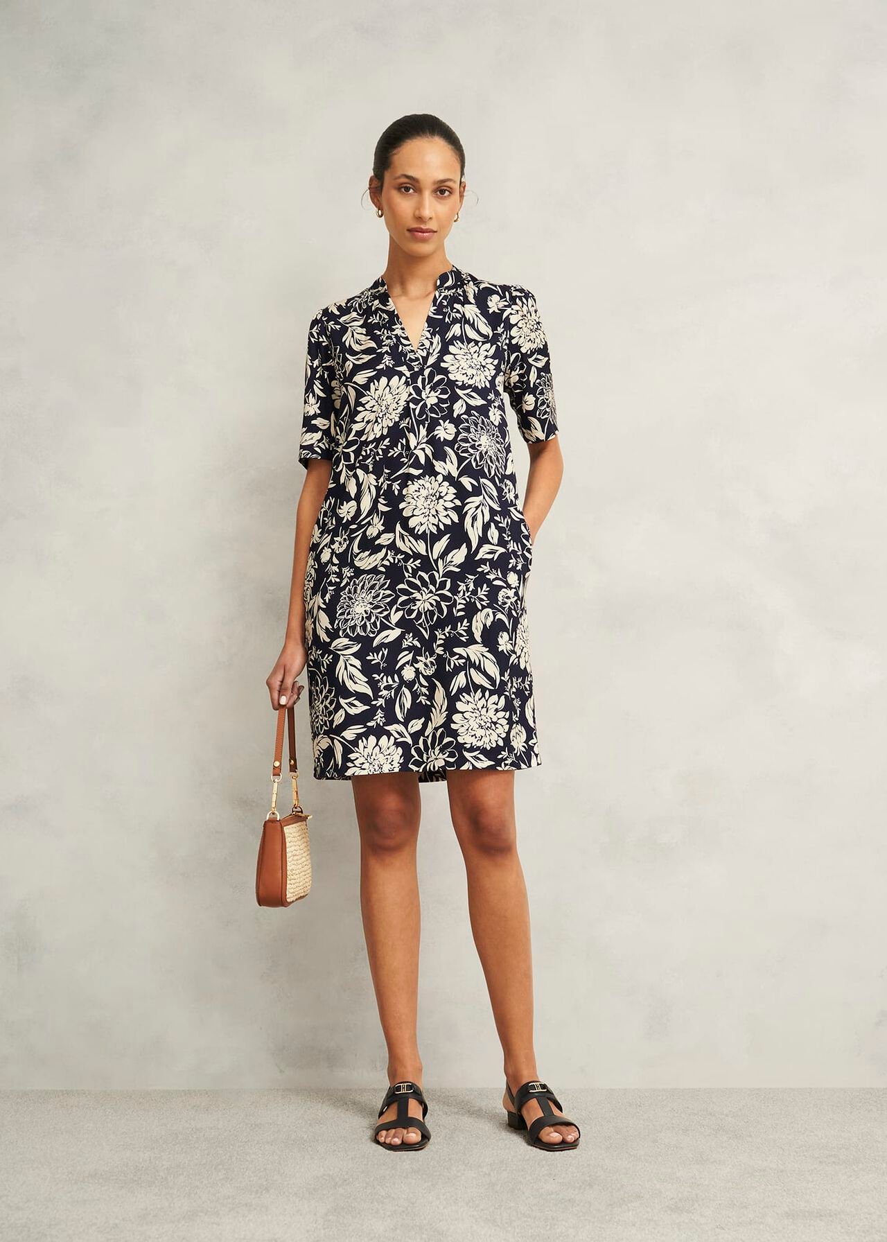 Lucille Dress, Navy Cream, hi-res