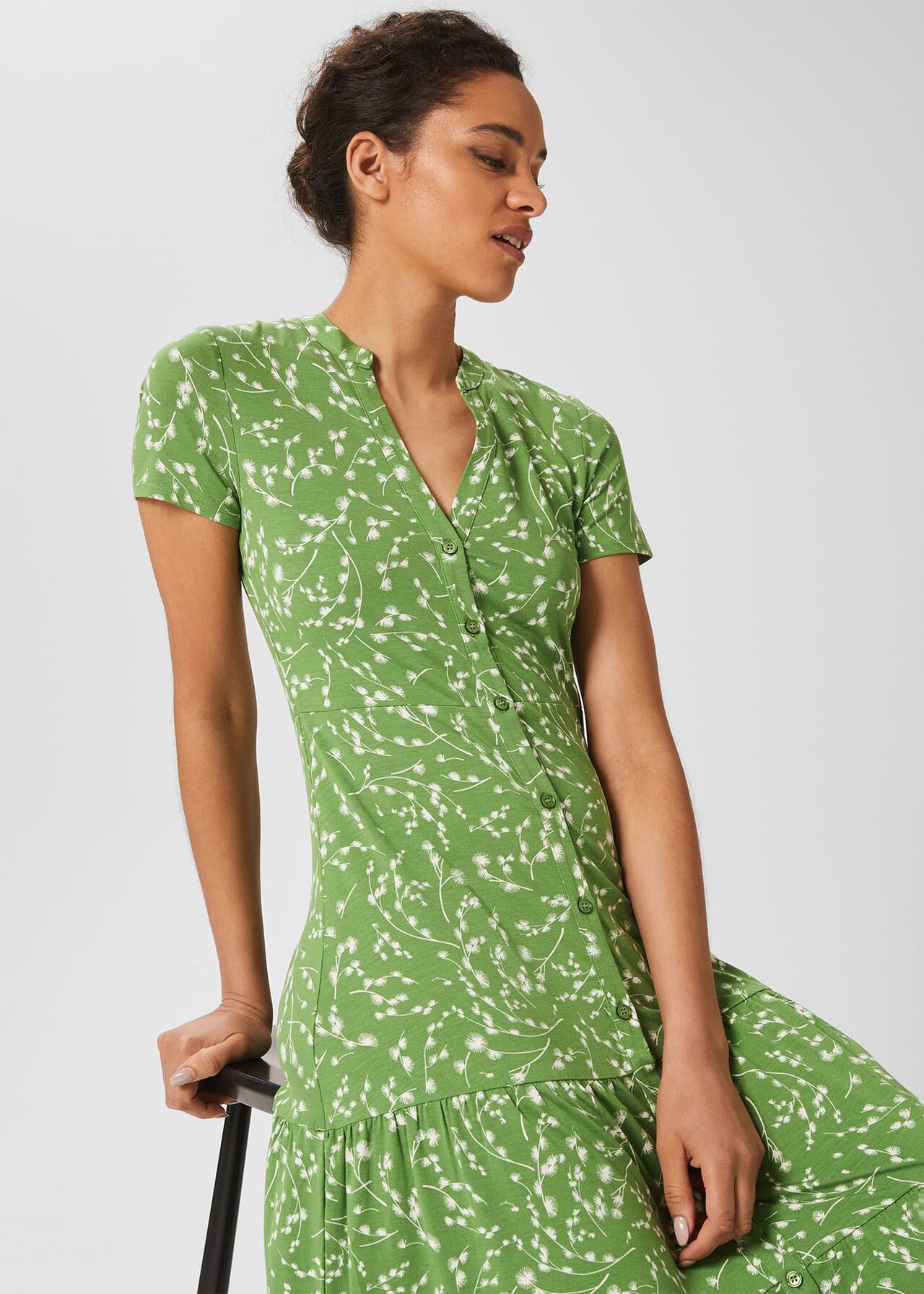 Jacinta Jersey Dress, Green Ivory, hi-res