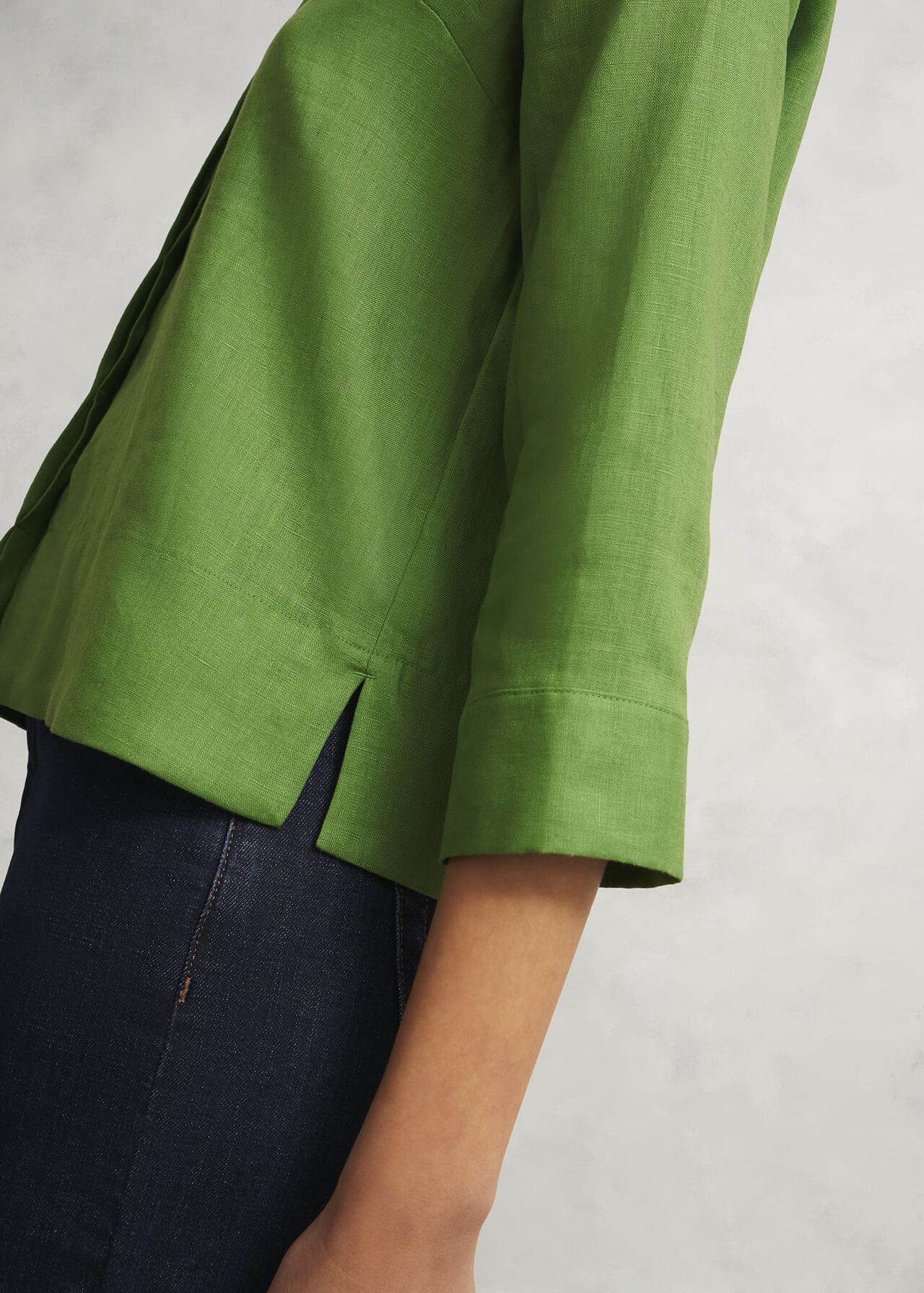 Nita Linen Shirt, Green, hi-res