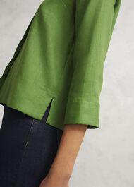 Nita Linen Shirt, Green, hi-res