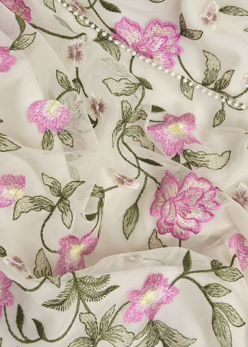 Petite Tia Embroidered Dress, Cream Pink, hi-res