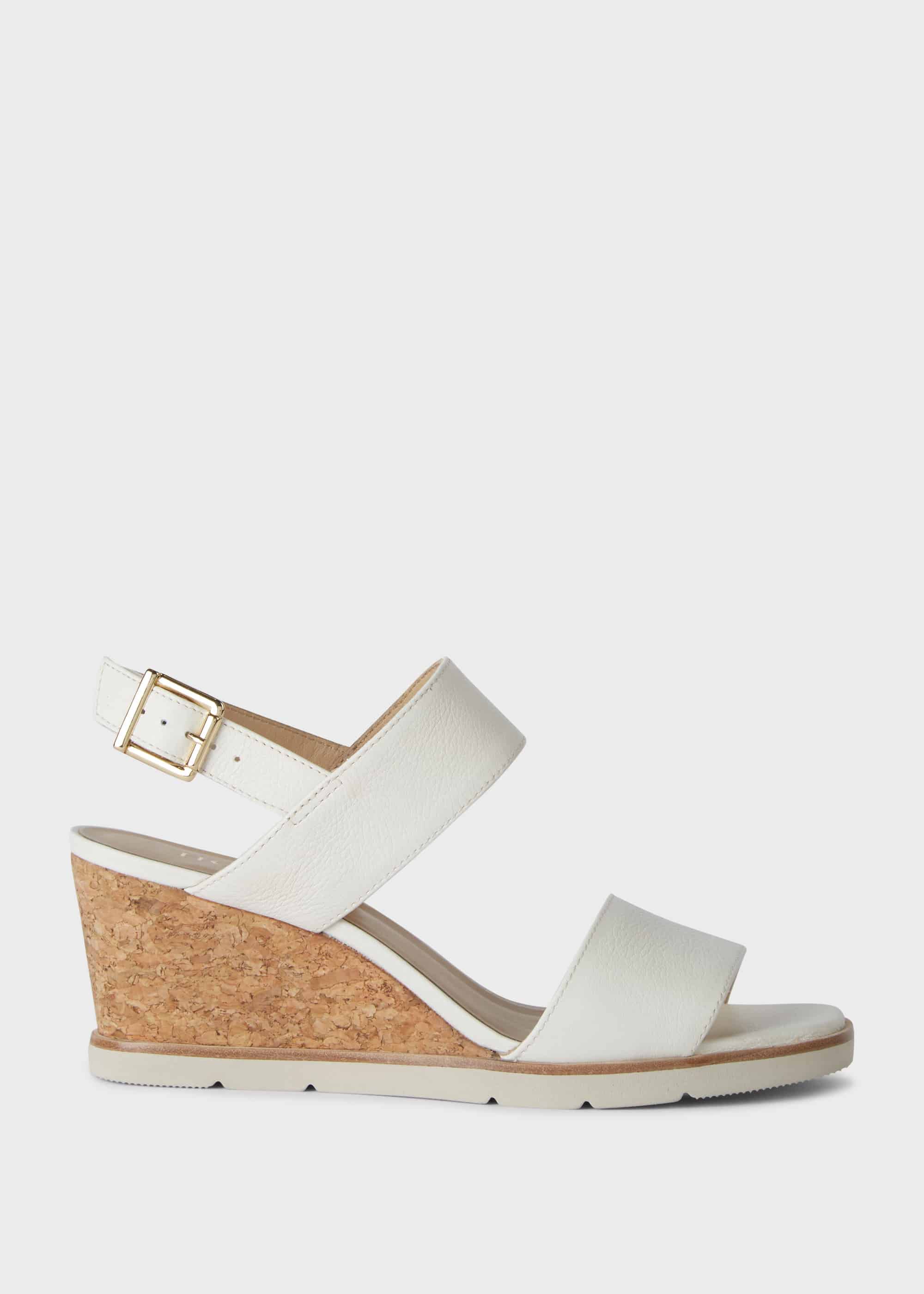 white leather wedge