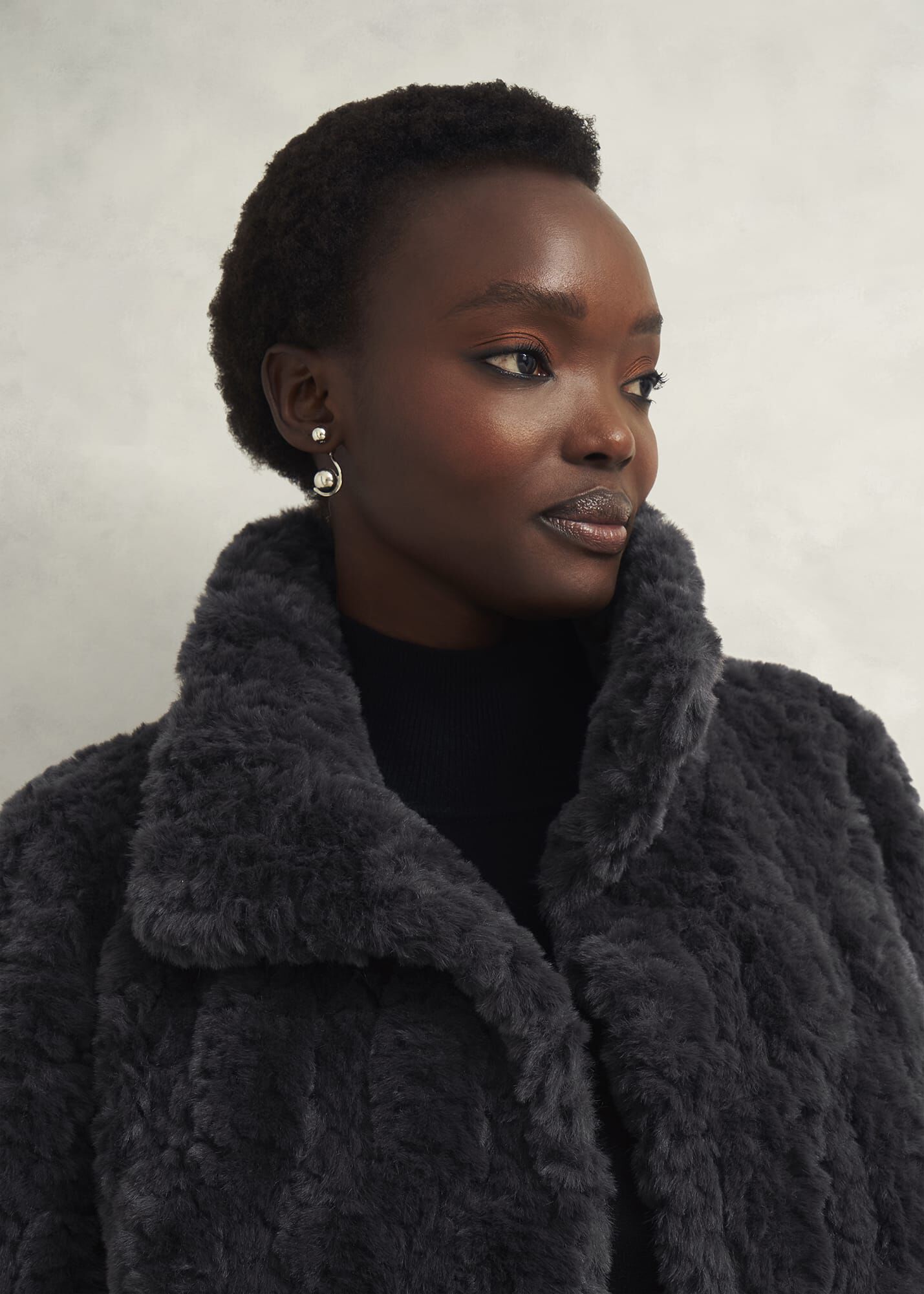 Charcoal faux fur coat discount