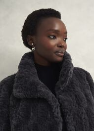 Briony Faux Fur Coat, Dark Charcoal, hi-res