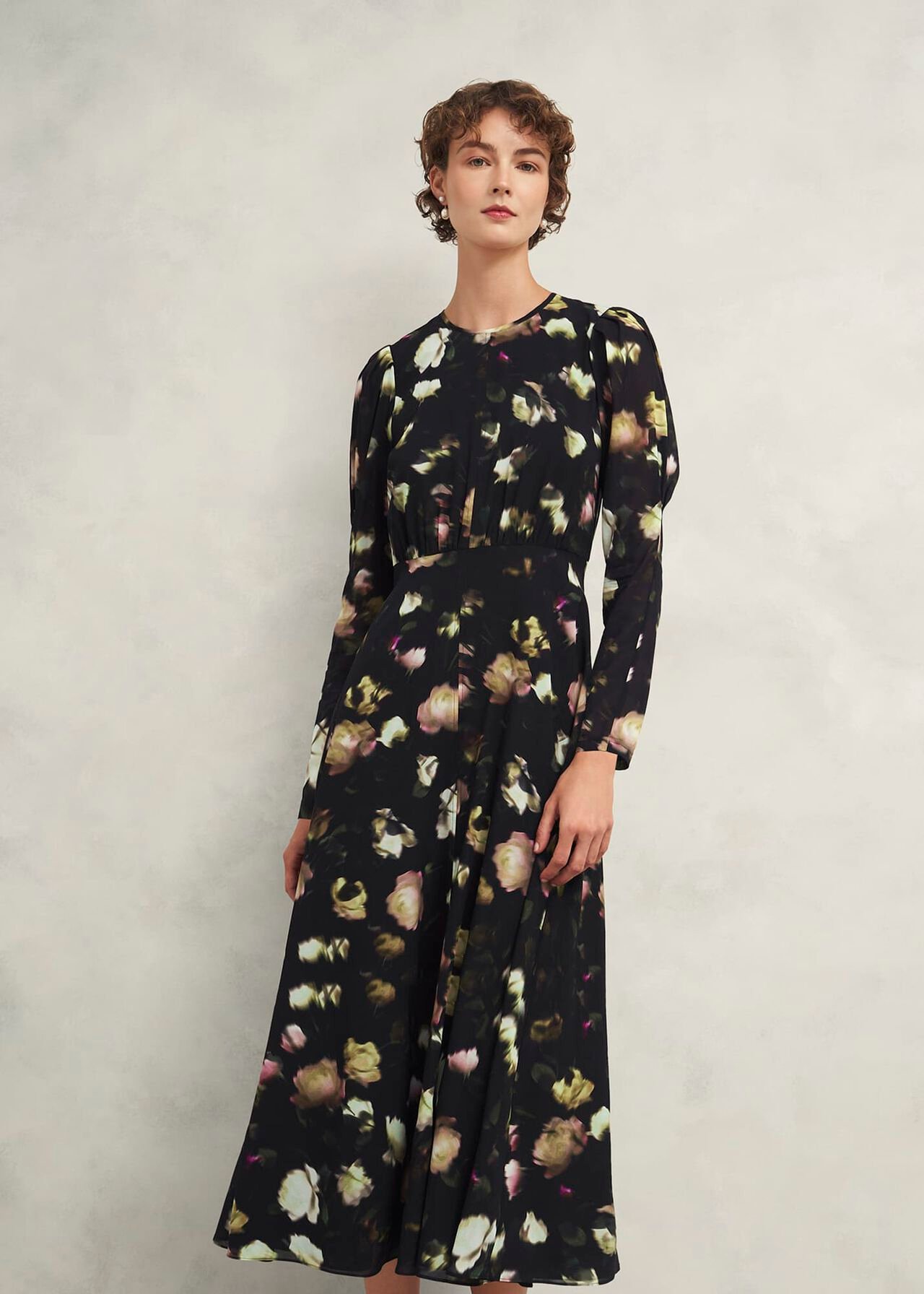 Windermere Silk Dress, Black Multi, hi-res