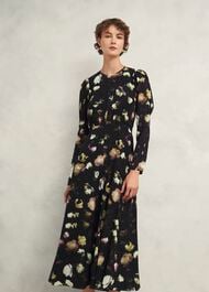 Windermere Silk Dress, Black Multi, hi-res