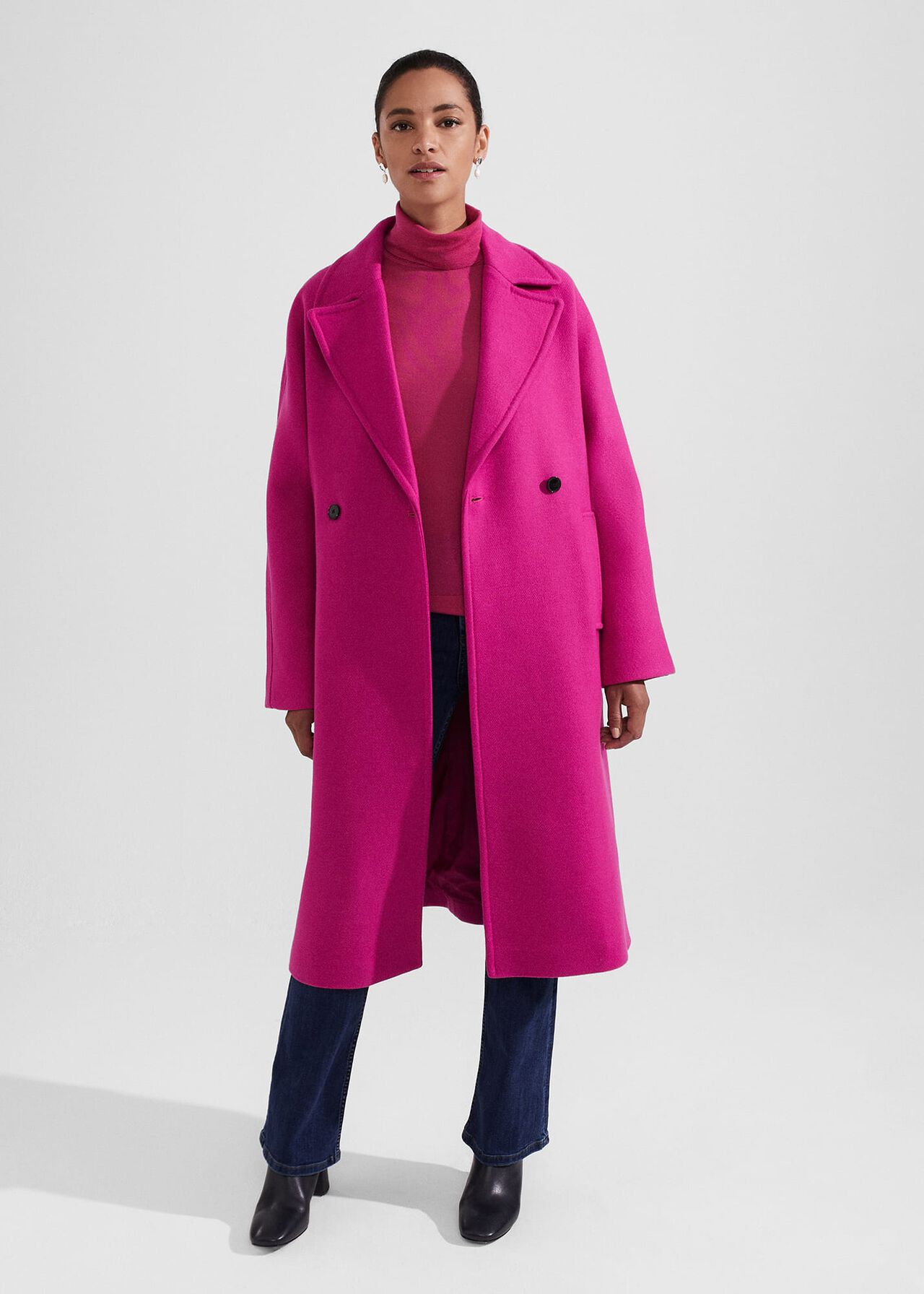 Carine Wool Coat, Bright Pink, hi-res